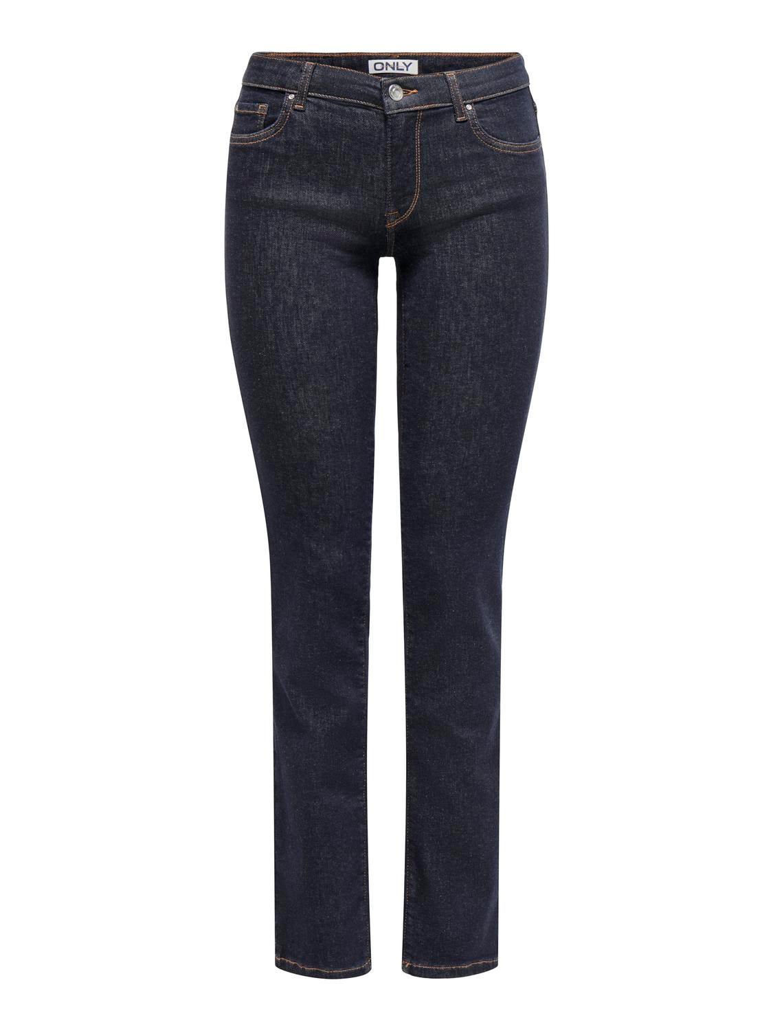 ONLALICIA Mittlere Taille Gerade geschnitten Jeans Dark Blue Denim