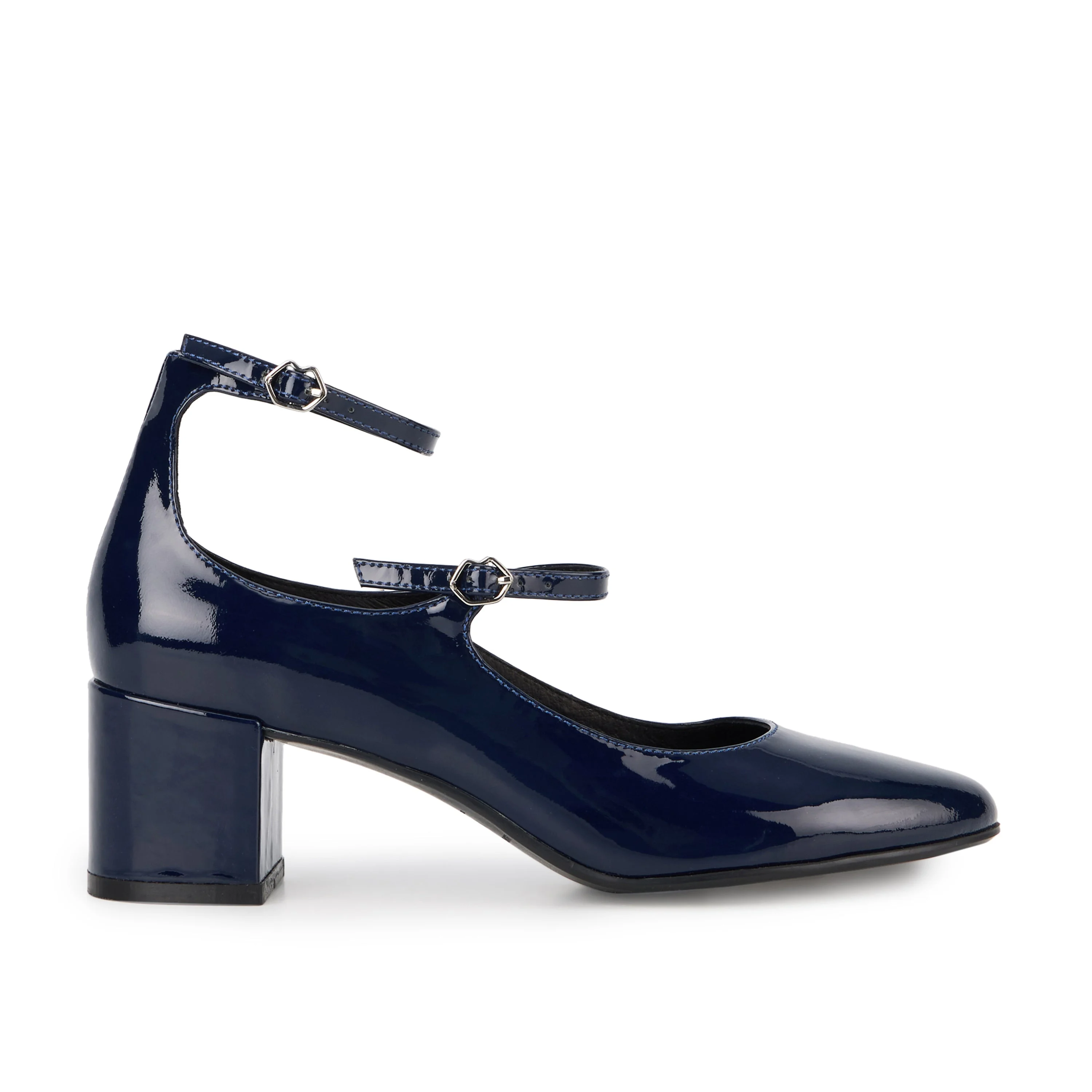 SOFIA CUIR BRILLANT BLEU NAVY - Babies en cuir | Noir