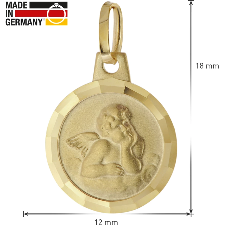 trendor Anhänger für Kinder Gold 333  8K Engel + Vergoldete Silberkette gold