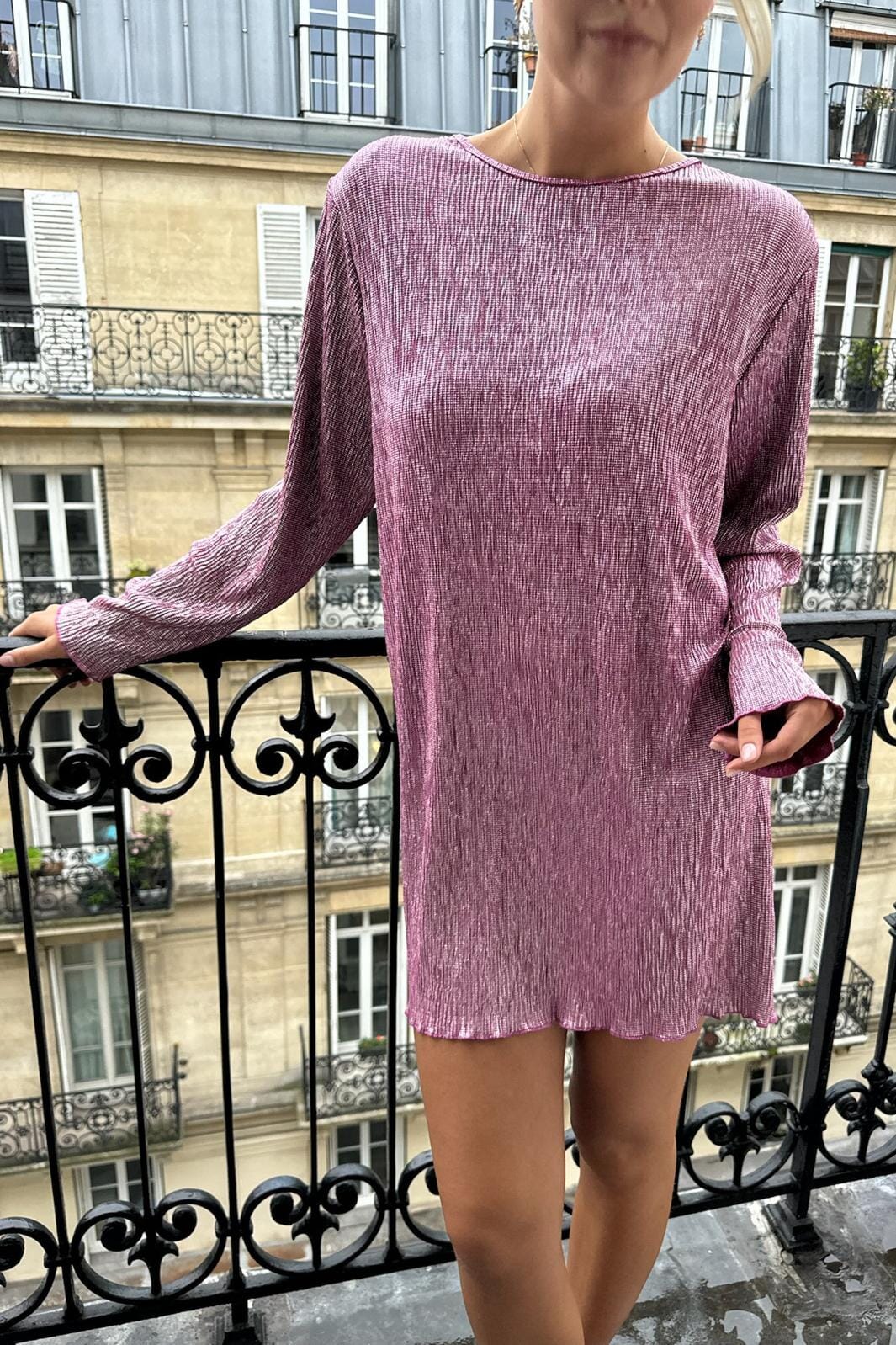 BYIC Kellyic Plissé Dress A23352 pinkg pink glitter