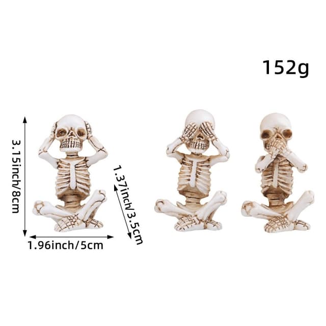 3 STK Halloween Uhyggelig Horror Ornament Skræmmende dekoration Siddende skelet