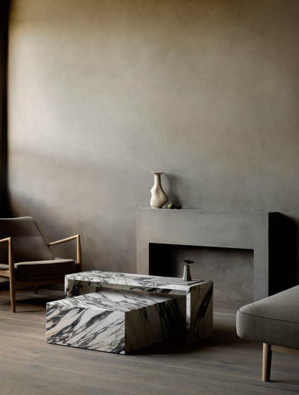 Audo Copenhagen Plinth Low salontafel 60x100 Calacatta Viola marmer