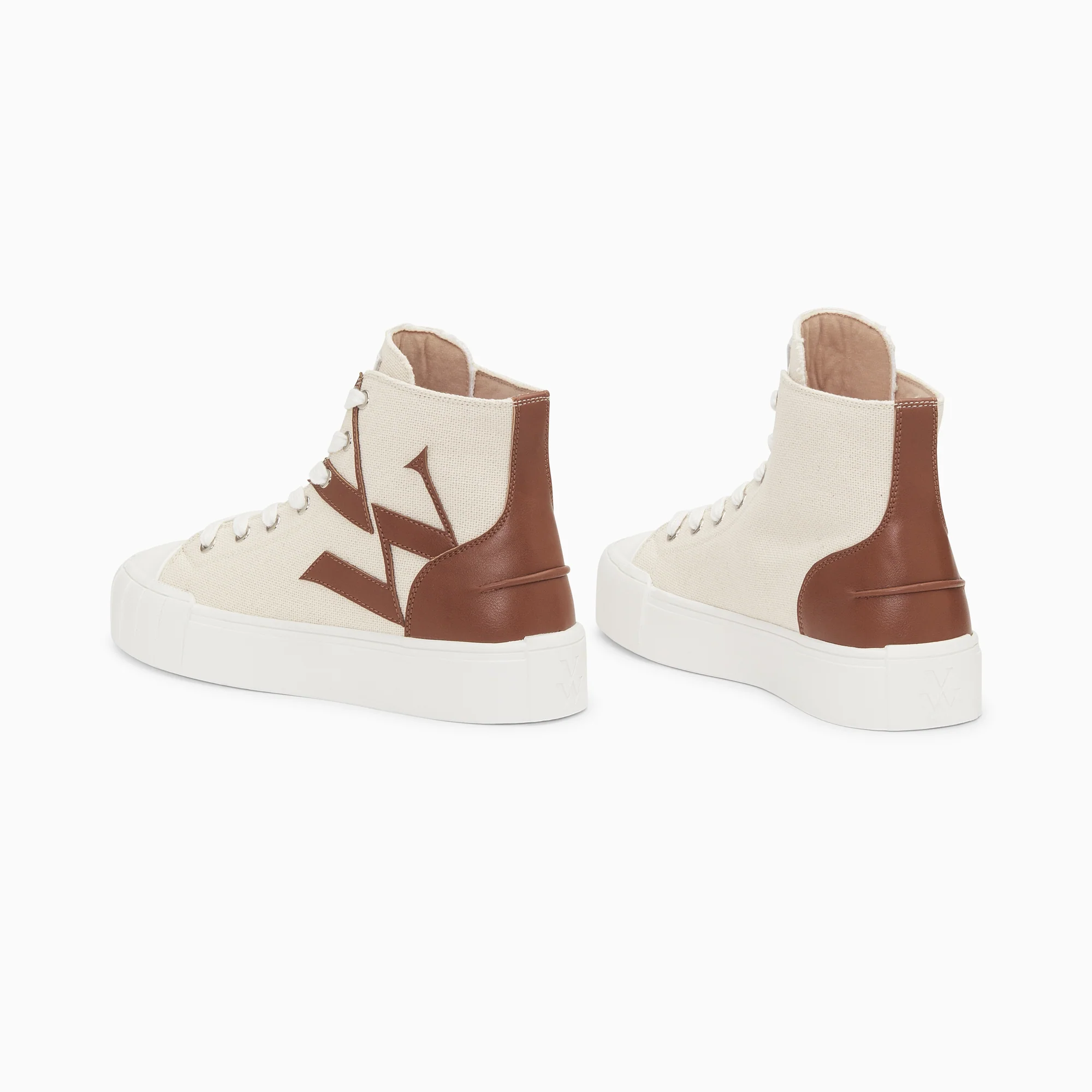 Sneakers-Baskets monogramme Pina montantes beige et camel