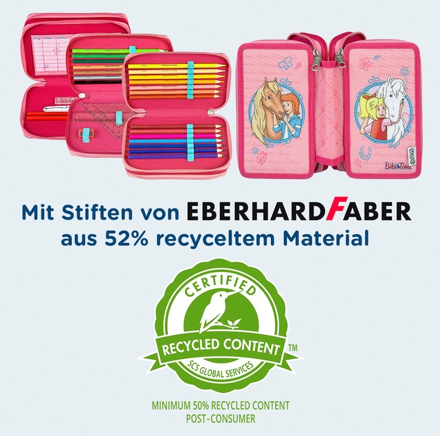 Scooli Federmäppchen »Tripledecker, Bibi & Tina« befüllt, inklusive Geodreieck