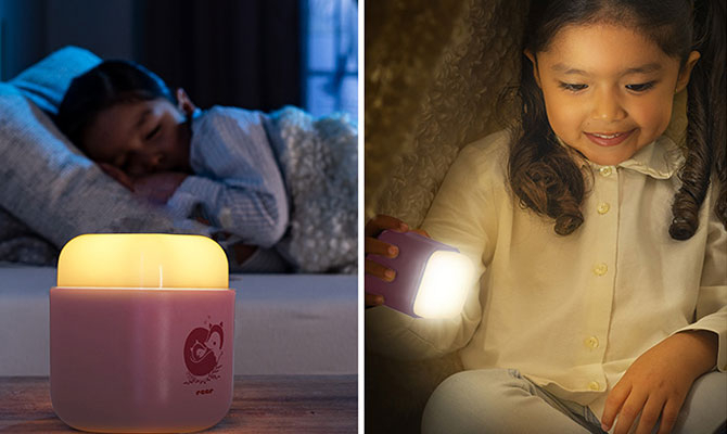 2in1 SleepLight Kinder LED Nachtlicht Baby Bett Licht Steckdosen Lampe mit Dämmerungssensor (R52401) - Grau