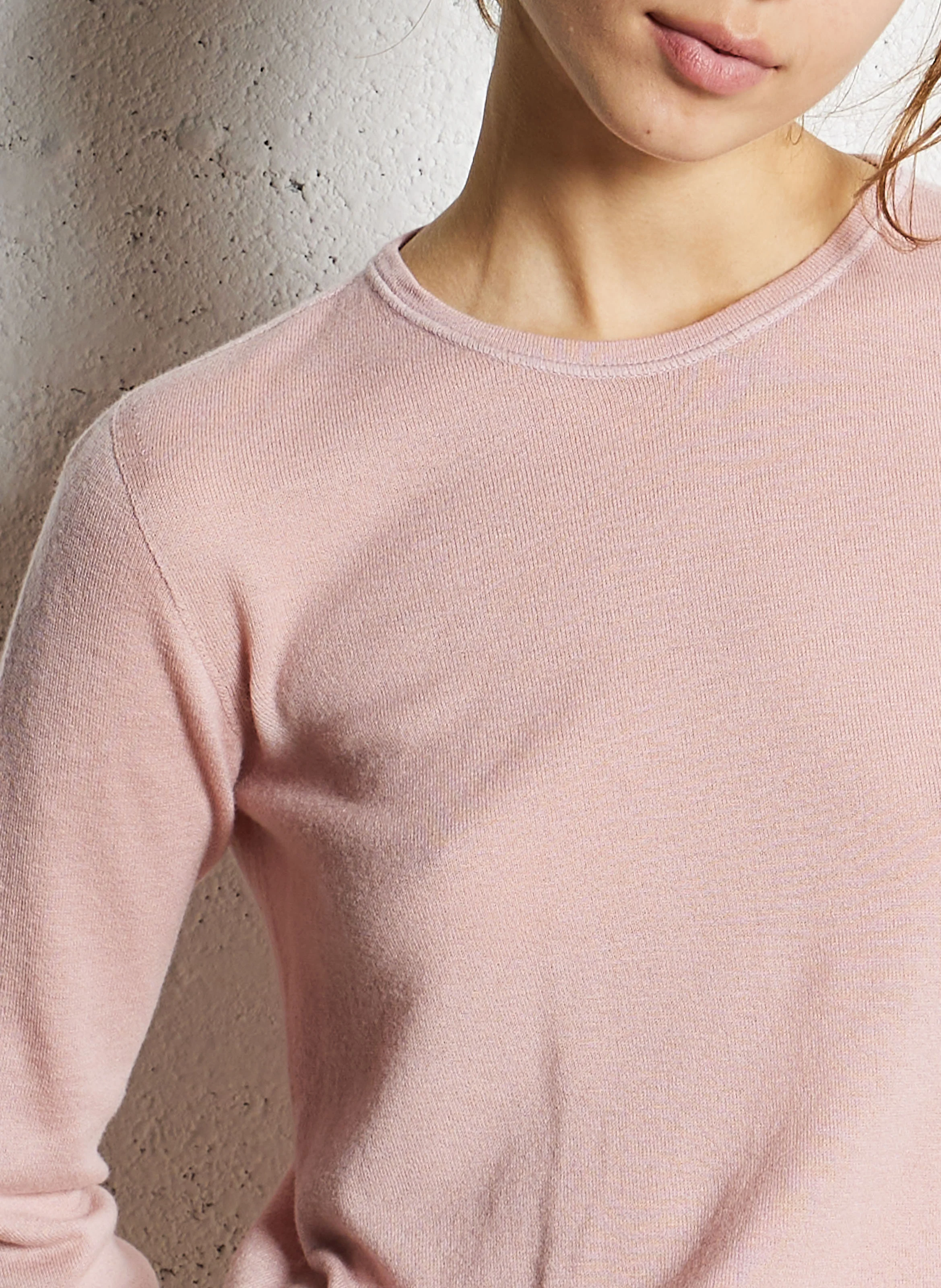 Pull fin col rond en cachemire | Rose