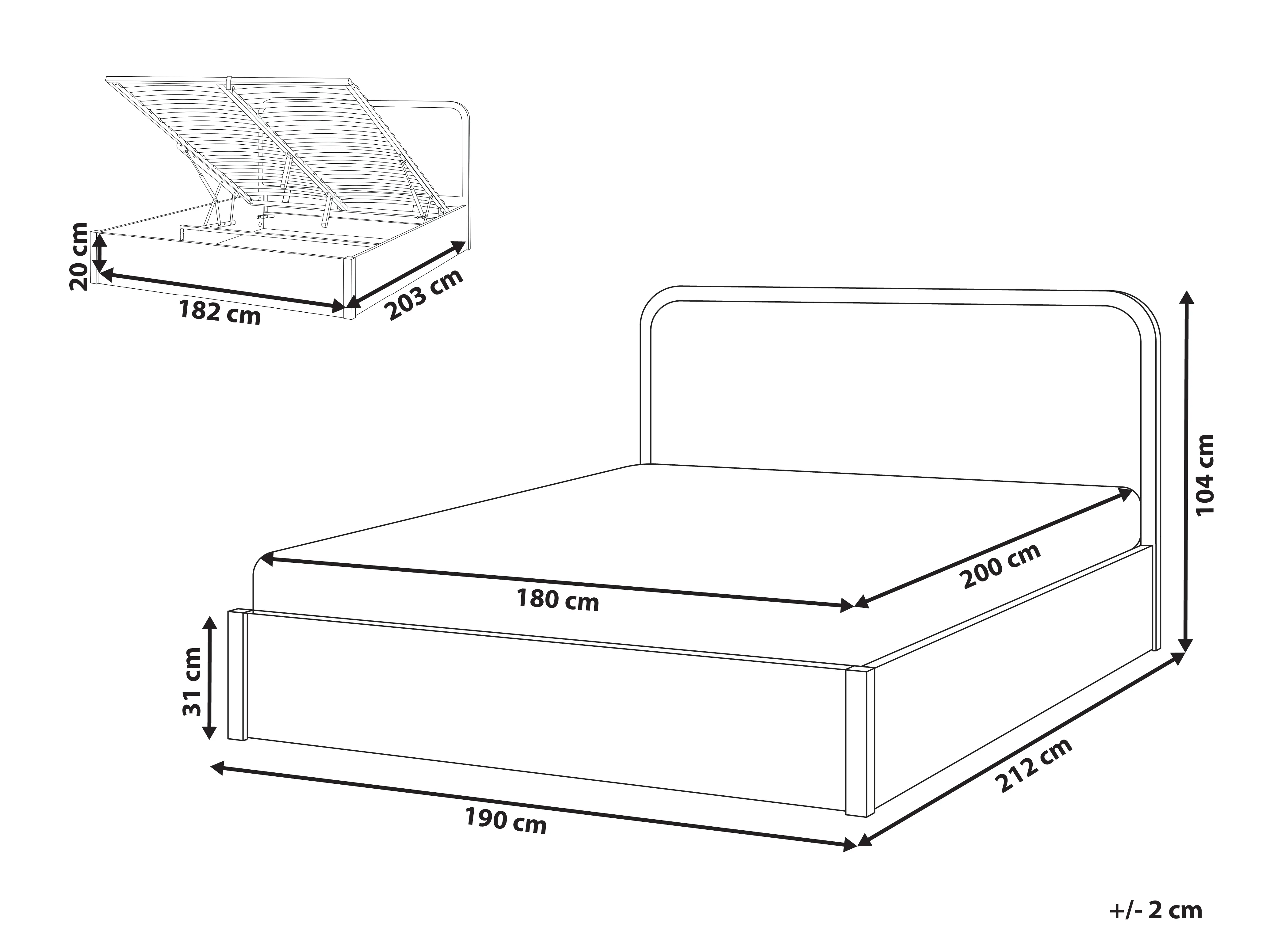 Bed met opbergruimte PEROUGES 180 x 200 cm Lichtbruin