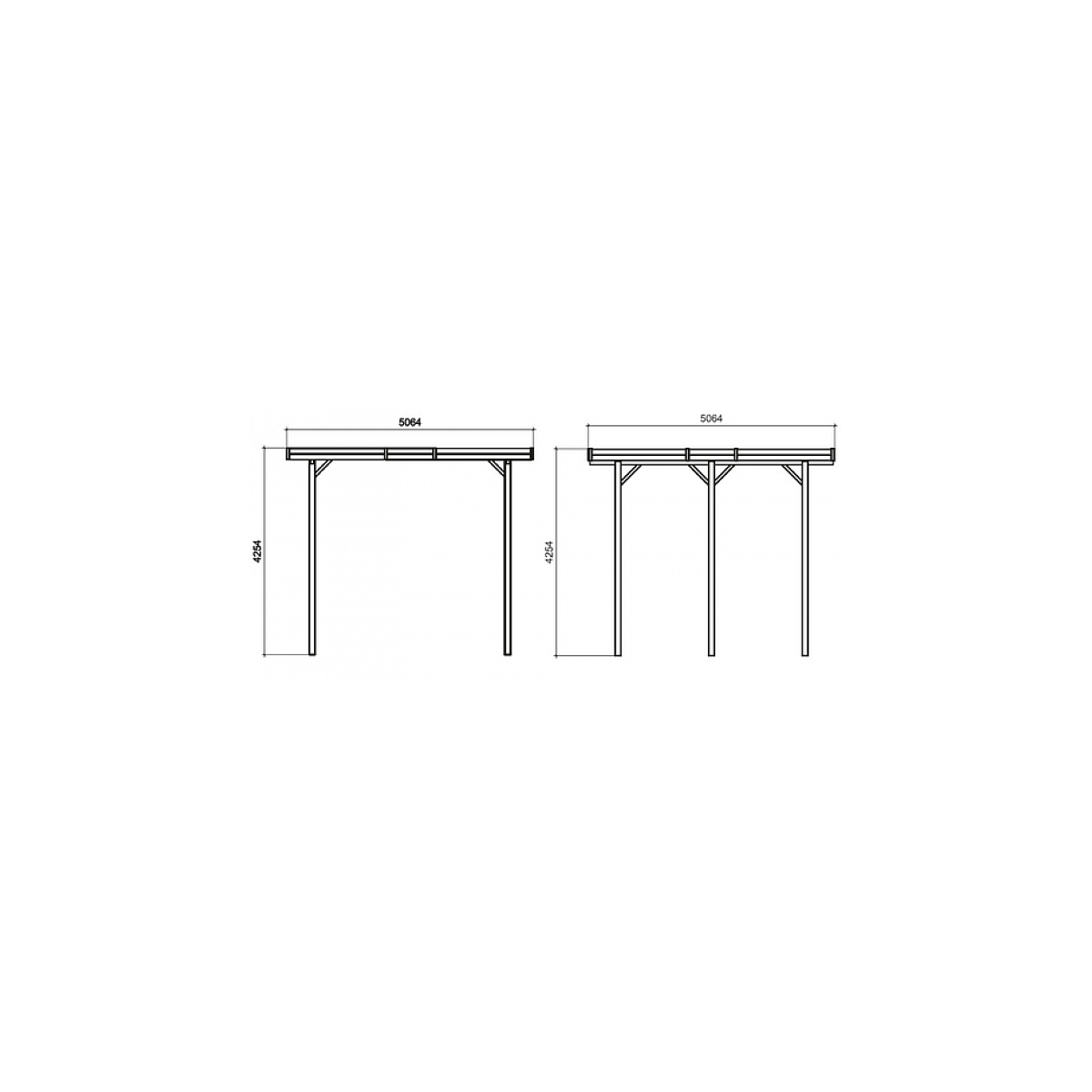 Carport modular en bois base 5x5m hauteur 4m