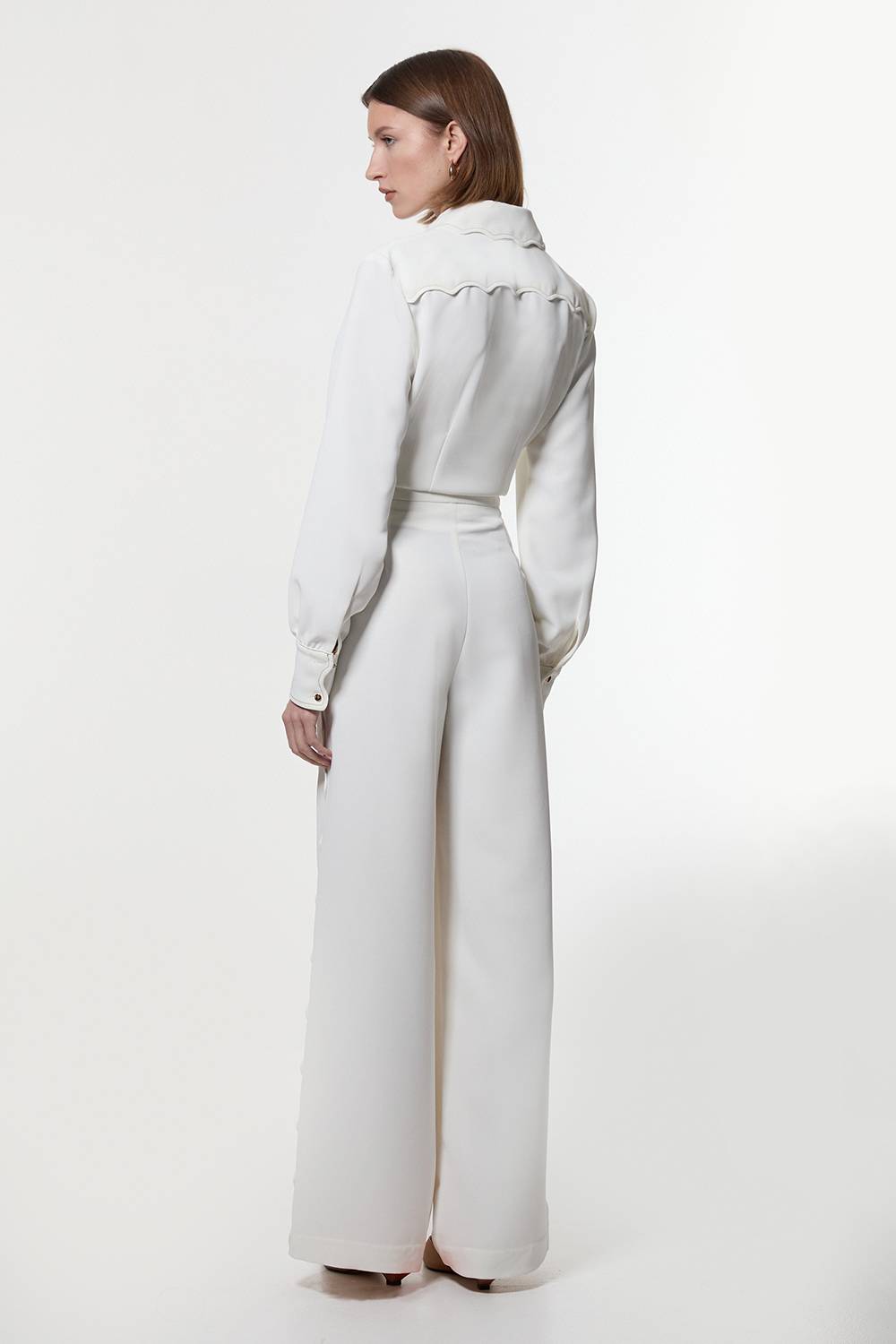 KarenMillen Pantalon en crêpe tissé avec bordures festonnées