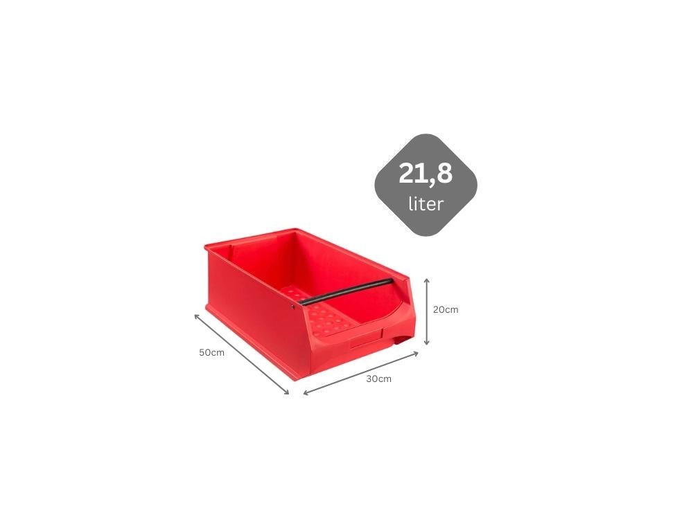 PROREGAL Rode Opbergdoos 5.1 Met Handvat HxBxD 20 x 30 x 50 cm 21,8 Liter Opbergcontainer Opbergdoos Opbergdoos Assortiment Sorteercontainer