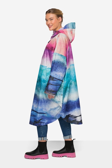 Funktions-Regencape, Unisex, Print, Kapuze