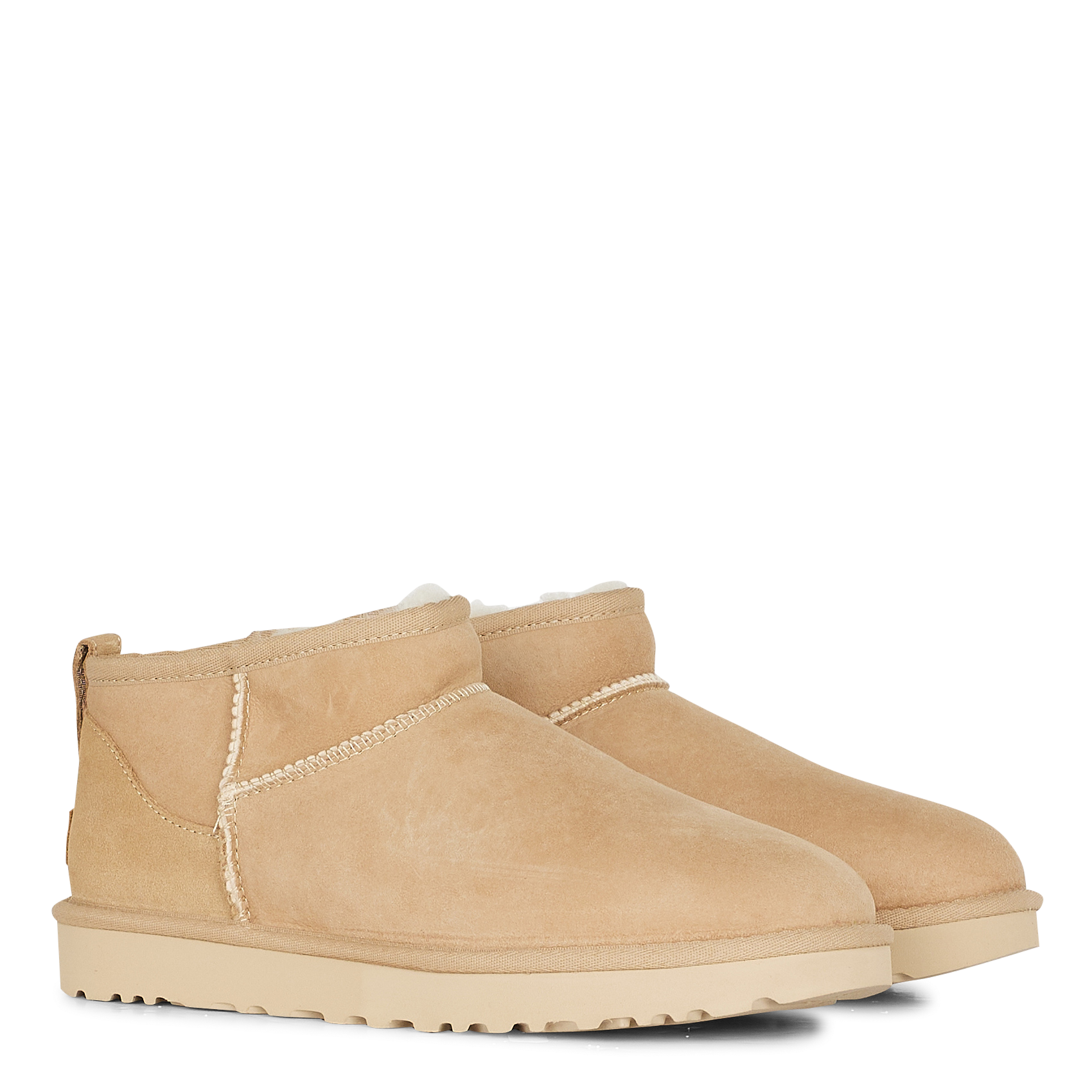 CLASSIC ULTRA MINI - Bottines fourrées en cuir velours| Beige