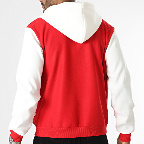 Veste Teddy Capuche Rouge Blanc