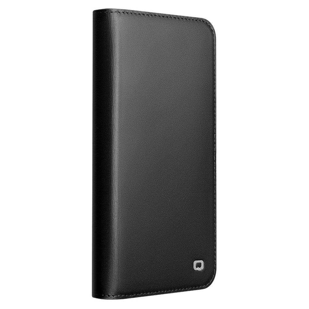 Samsung Galaxy S25 Edge Echtleder Tasche Flip Cover mit Kartenfächer - Schwarz (Matt)