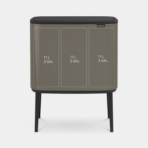 Bo Touch Bin, met 3 binnenemmers, 3 x 11 liter - Platinum