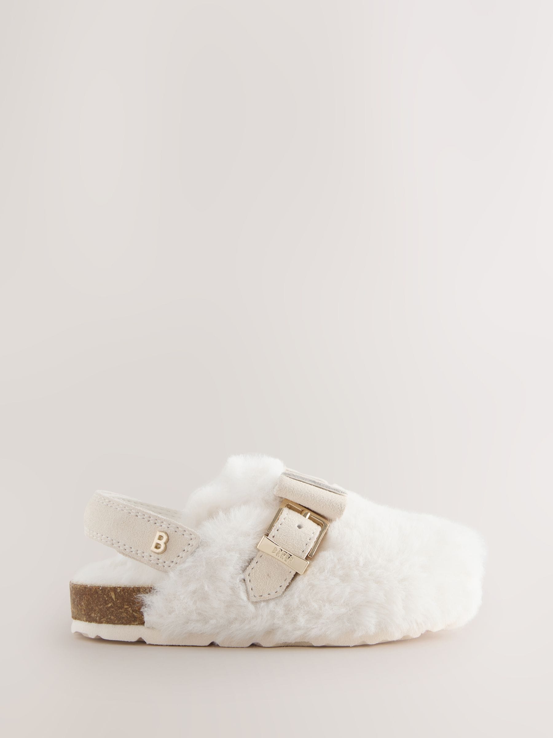 Neutral Faux Fur - Baker by Ted Baker Girls Sling Back Mule Clog Slippers