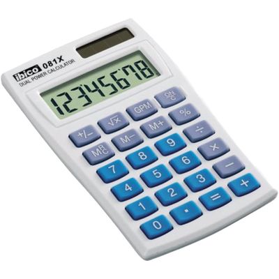 Calculatrice de poche Ibico 081X - 8 chiffres - alimentation batterie et solaire