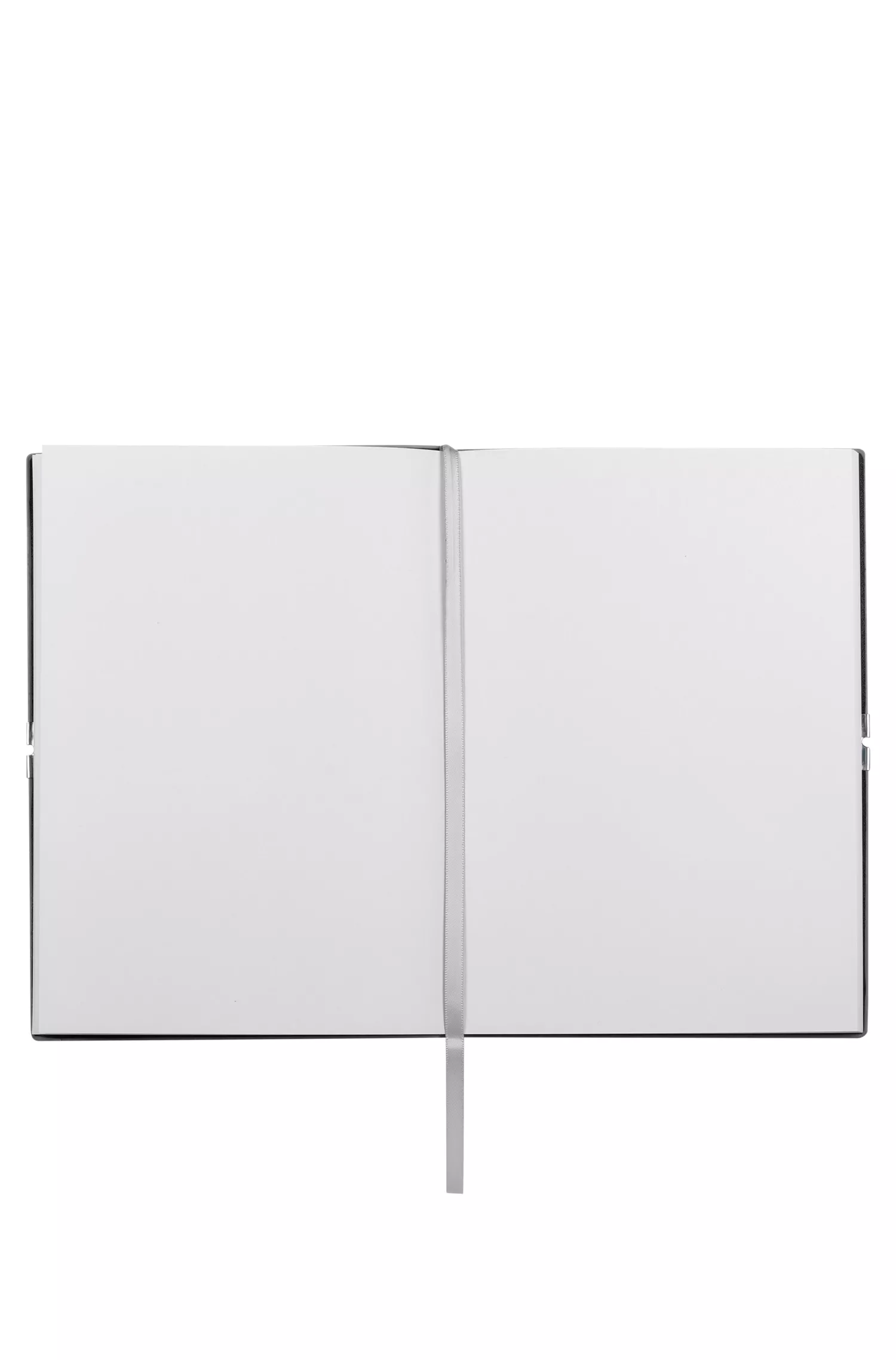 Caderno BOSS Black-A5 em couro sintético cinza com elástico.