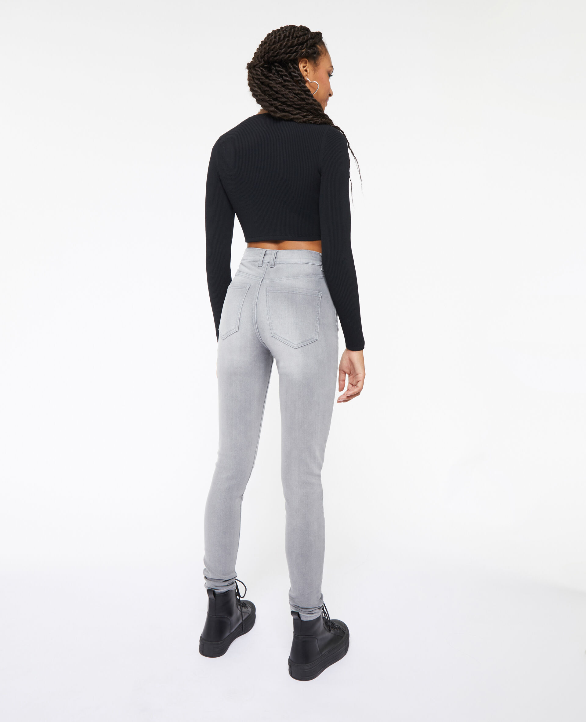 Jean skinny taille haute - Gris clair
