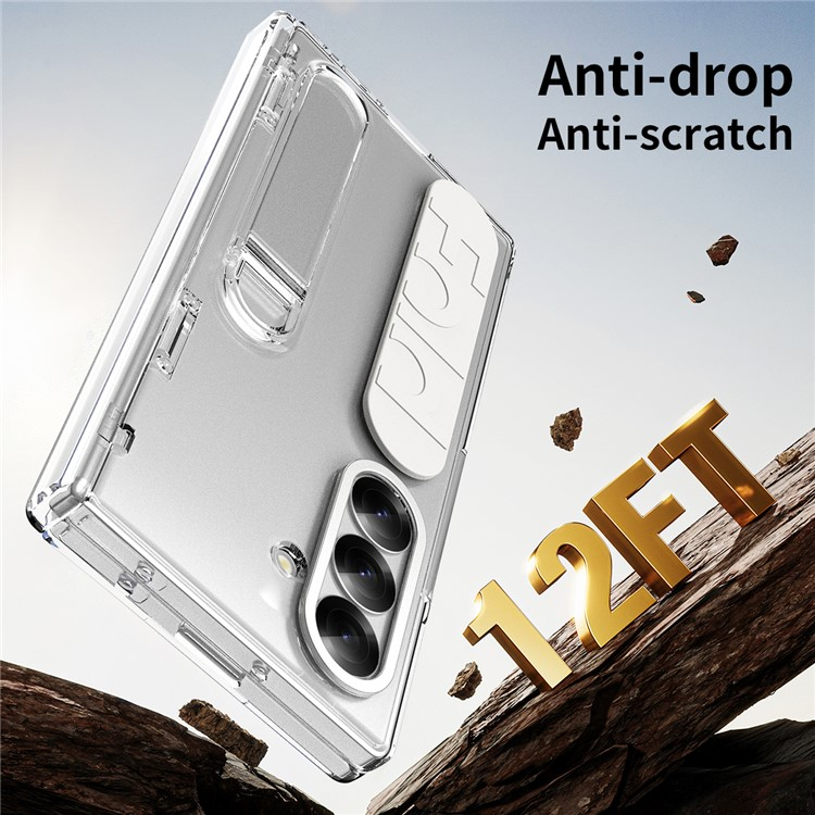 Samsung Galaxy Z Fold7 Soft Touch Hardcase Schutzhülle mit Handschlaufe   Kickstand Aufsteller - Transparent