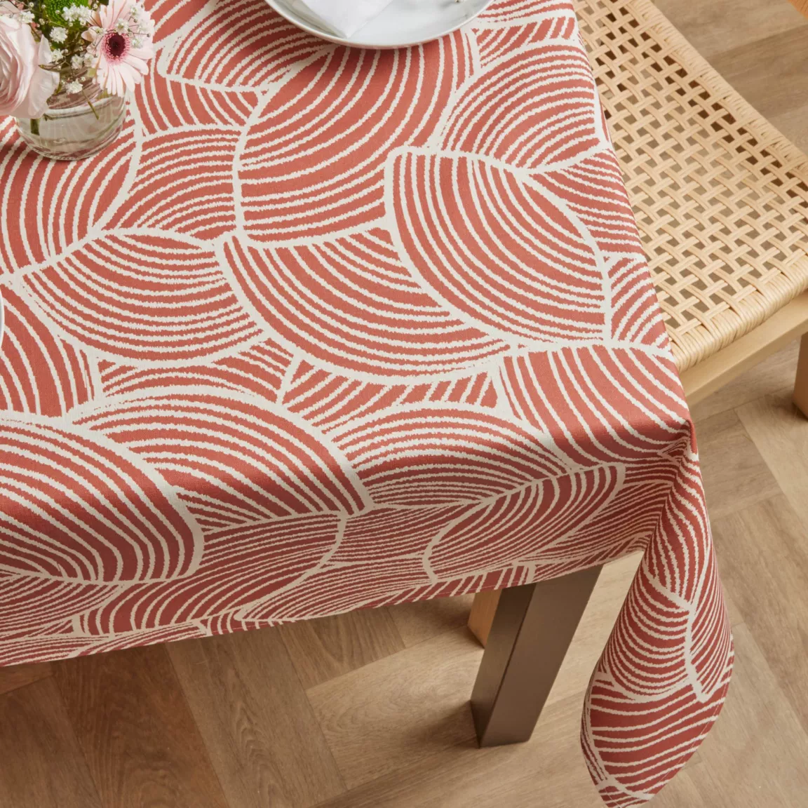 Nappe rectangulaire coton enduit (150 x 250 cm) Sarah Terracotta