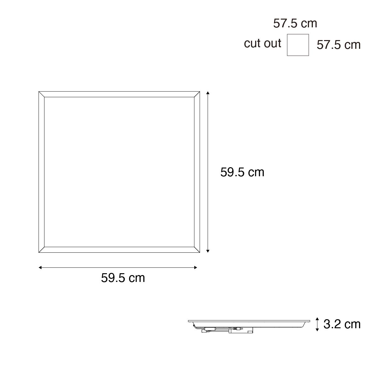 Inbouw LED-paneel wit vierkant incl. LED 3000K - 6500K met dipswitch - Seagal