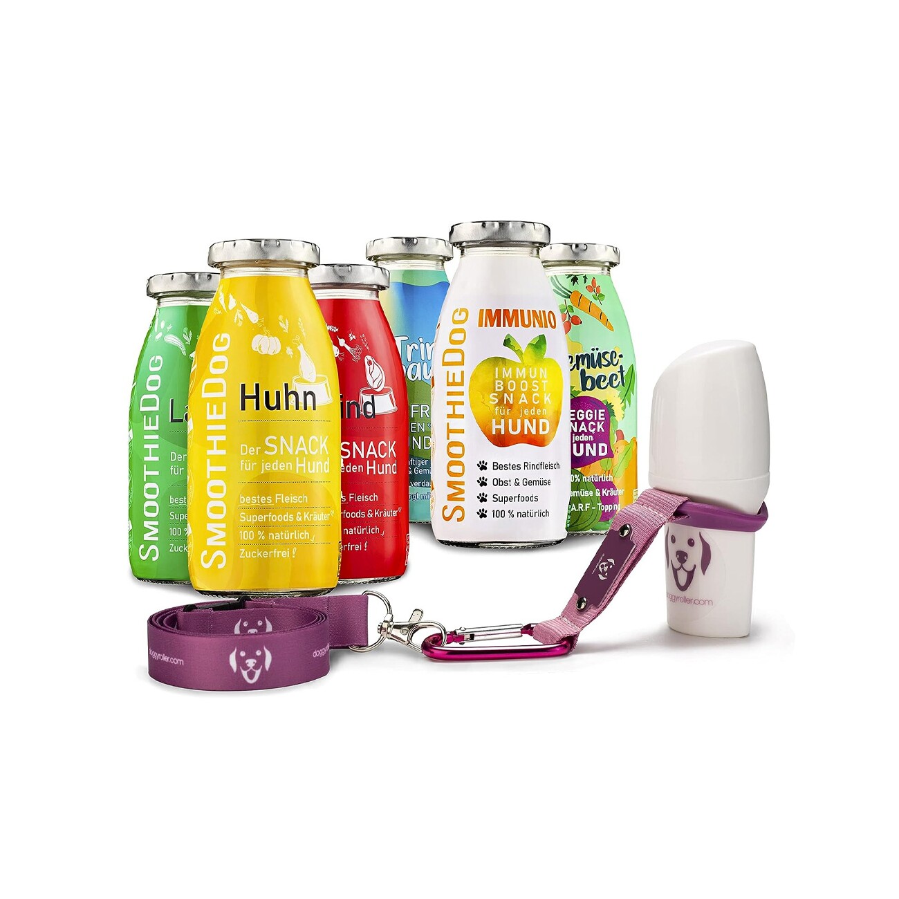 SmoothieDog 6er Mix + Doggyroller Rosa L