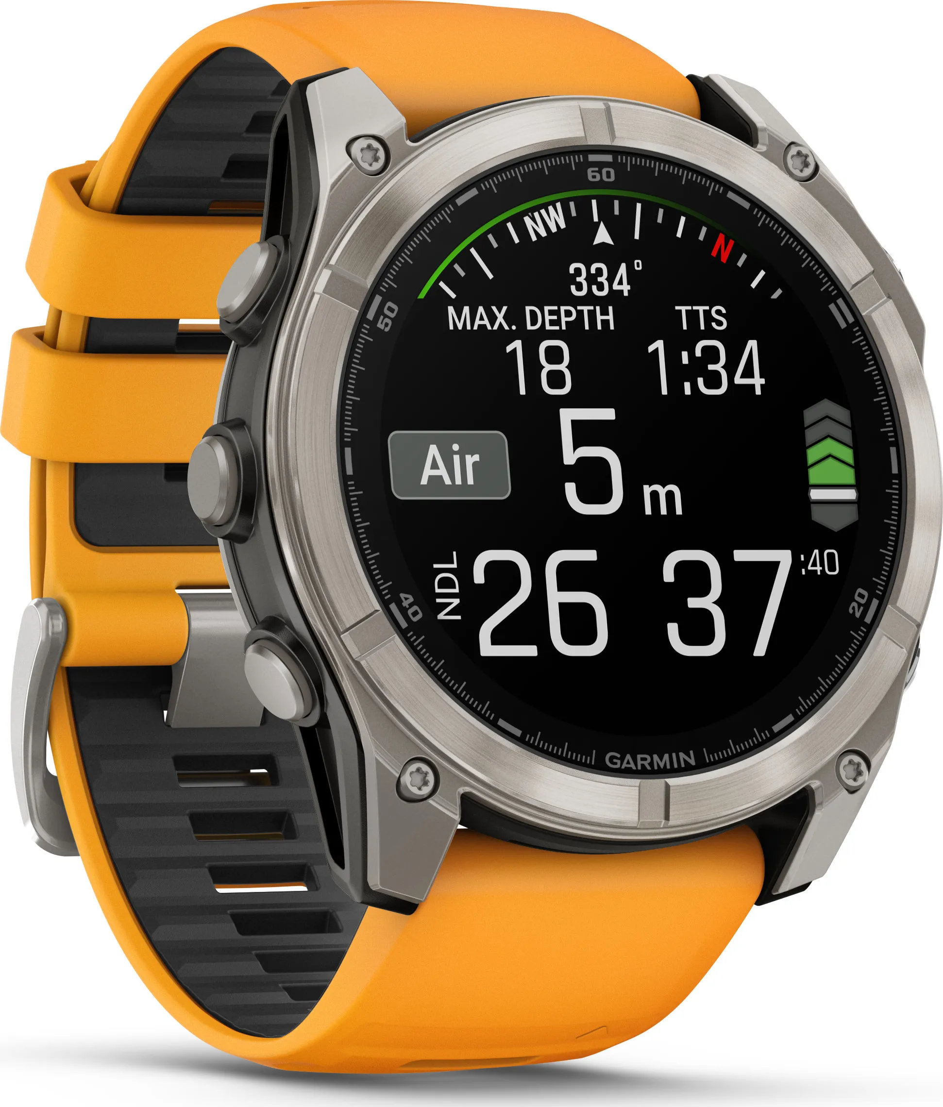 Garmin Fenix 8 Amoled 51mm, Sapphire Titanium - Spark Orange/Graphite Silicone Strap