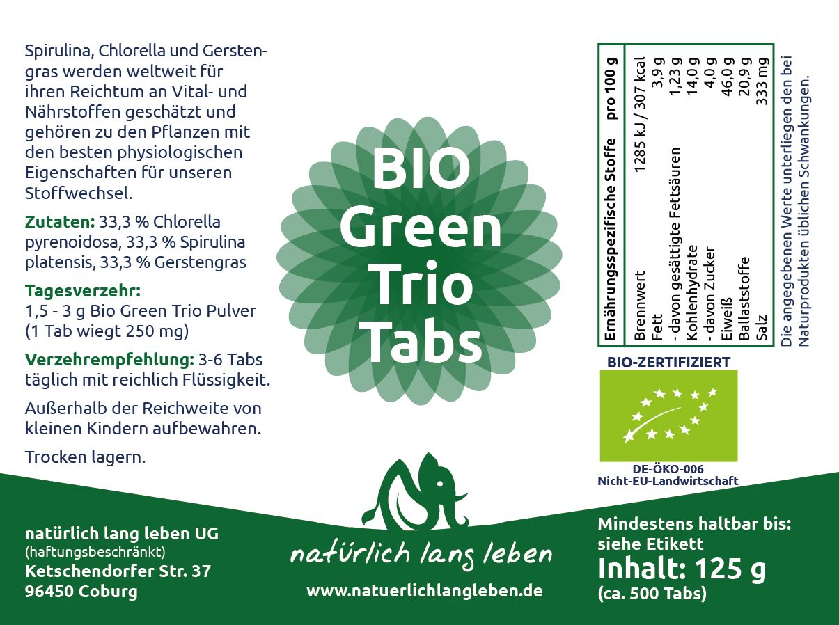 natürlich lang leben BIO Green Trio Tabs