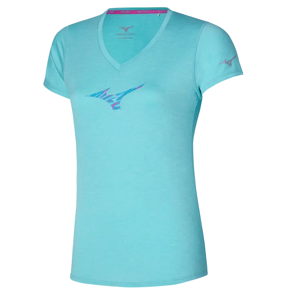 Mizuno Impulse Core RB Hardloopshirt Korte Mouwen Blauw Dames