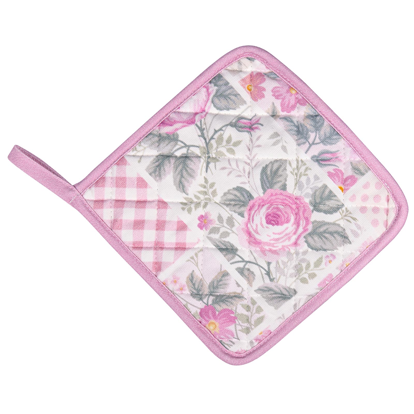 Topflappen - rosa-weiß - Patchwork