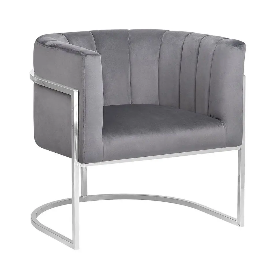 LARVIK - Fauteuil - Grijs - Fluweel