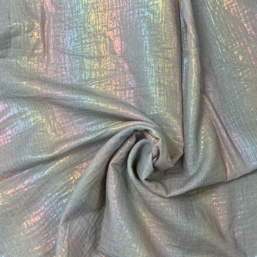 Tissu Ex2423 Double Gaze Pailletée Arc En Ciel