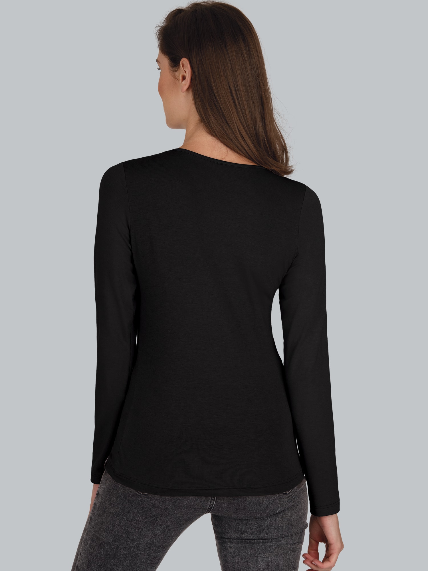 Shirt aus Viskose Langarm Schwarz