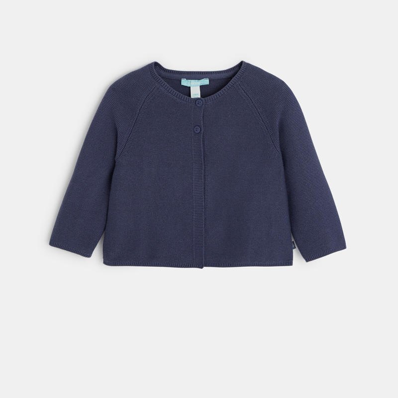 Gilet tricot à revers bleu bébé fille Bleu