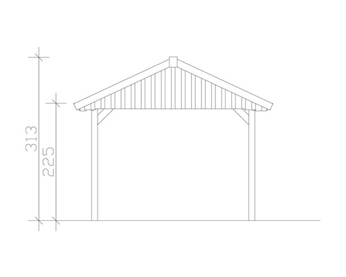 SKAN HOLZ Wallgau enkele carport inclusief daklatten en H-paalankers, 380 x 900 cm, geïmpregneerd
