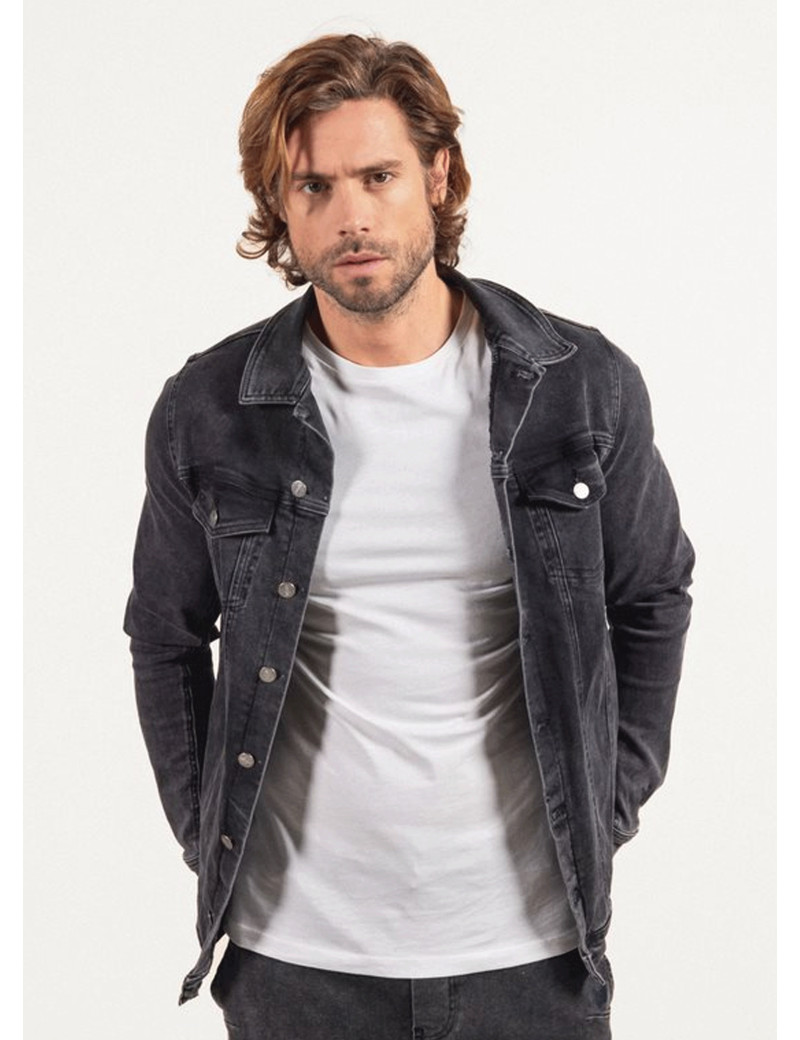 HBT DENIM CHIC | ENZO BLOUSON HOMME DENIM NOIR