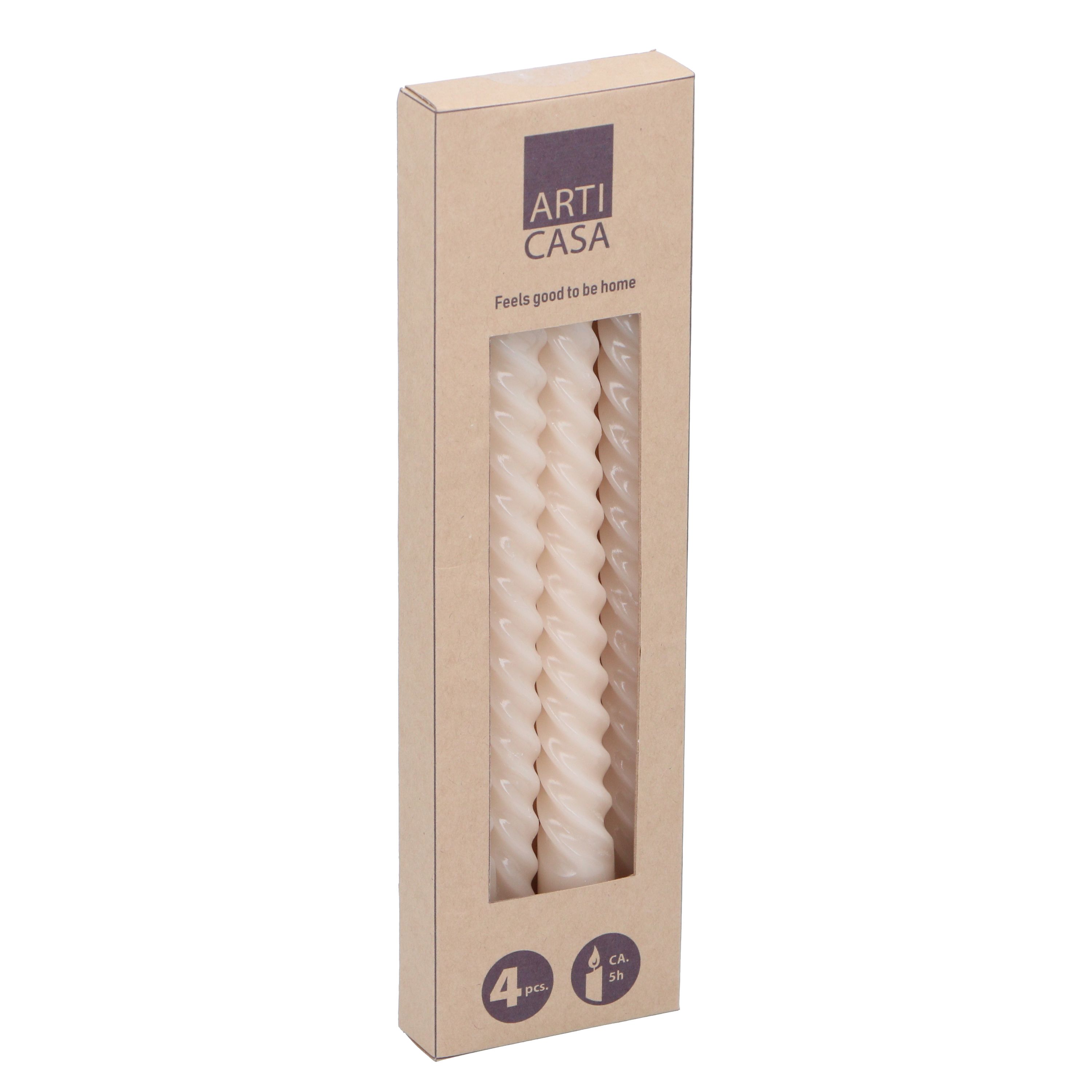 Kerzen gedreht 29 cm weiss 4er Set