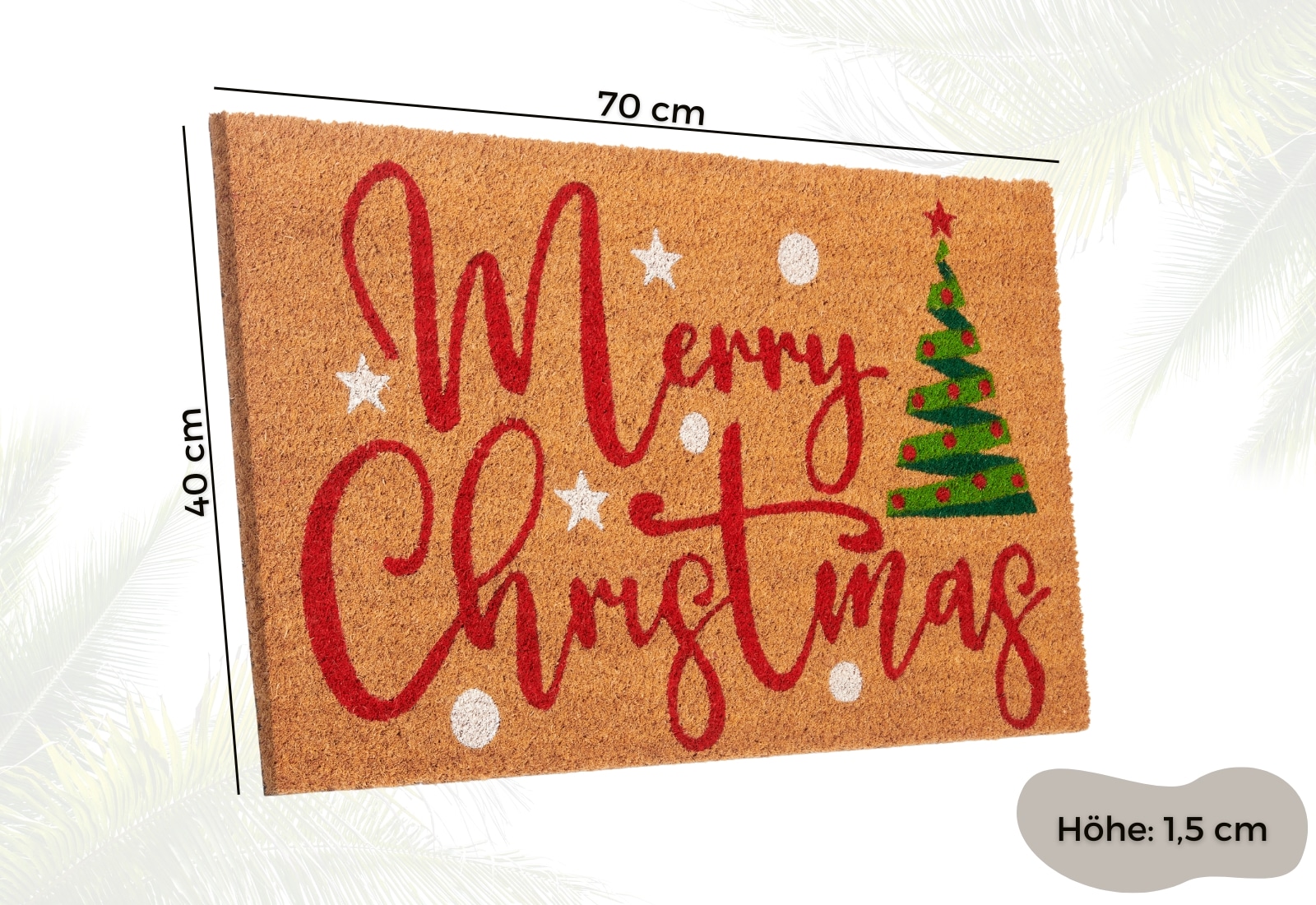 HANSE Home Fussmatte »Kokos Merry Christmas Tree, Türmatte« rechteckig 15 mm Höhe Schmutzfangmatte, Rutschfest, Outdoor, Weihnachten, Kokosmatte, Flur