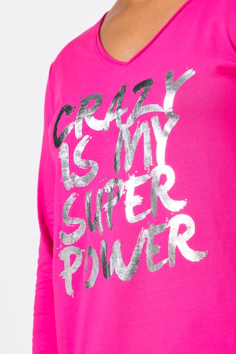 T-Shirt, A-Linie, Metallic-Print, Langarm