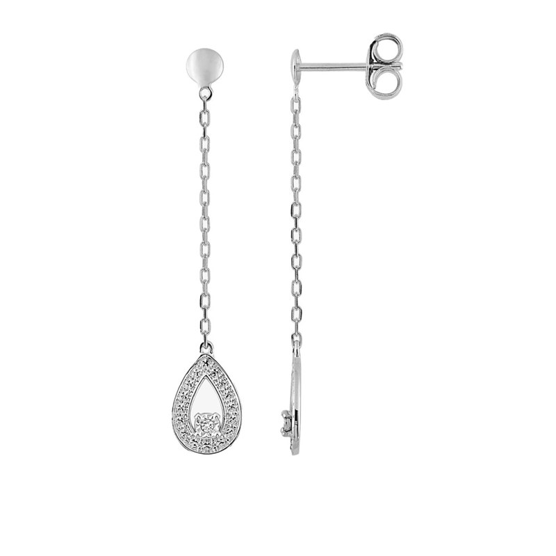 Boucles d'oreilles femme pendantes - Diamant - Or 18 Carats