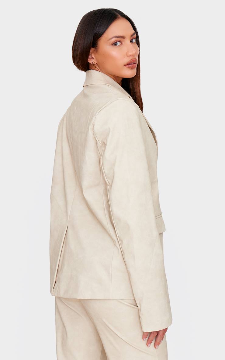 Gris Pierre Blazer Oversize Grande Taille En Synthétiquecuir