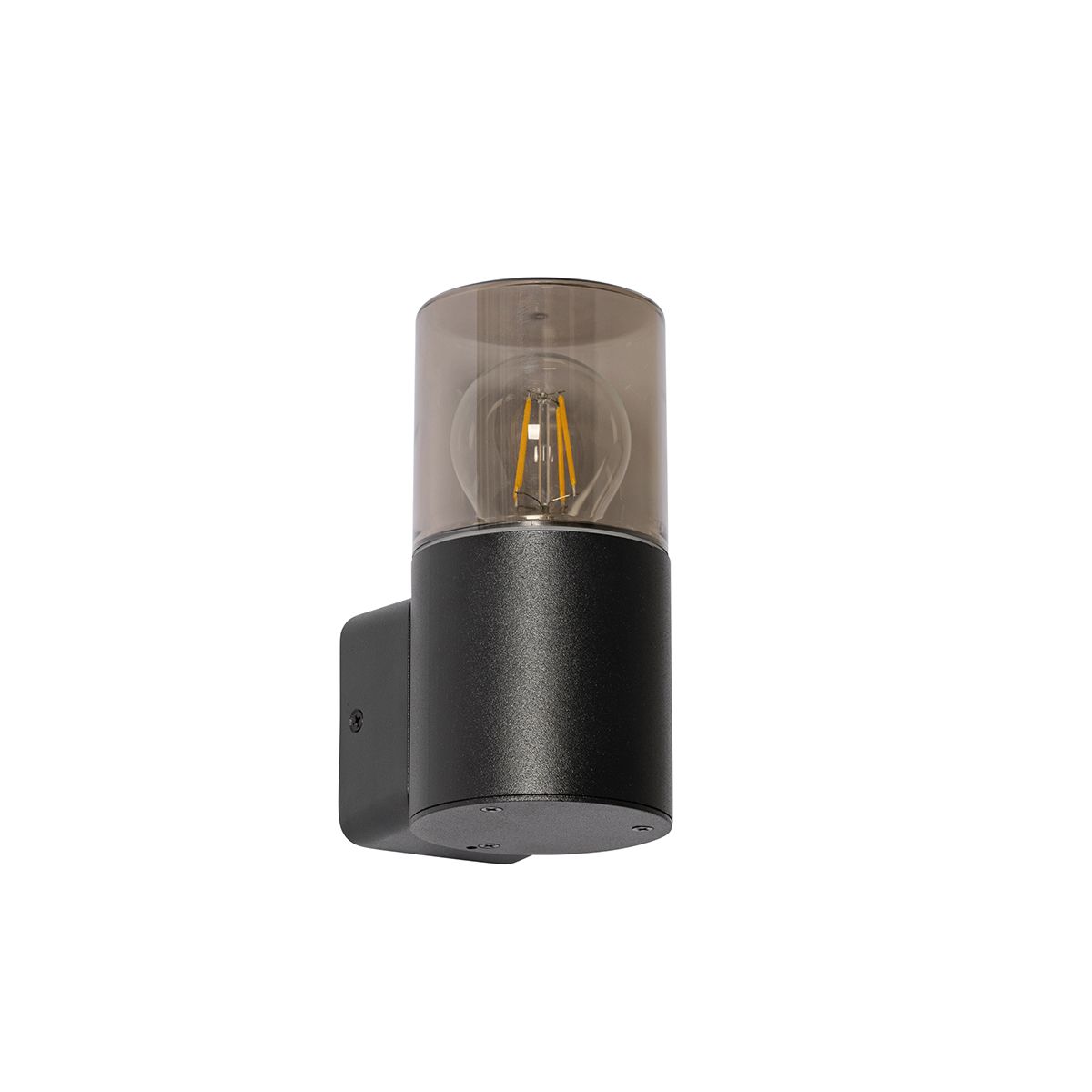 Moderne buiten wandlamp zwart met smoke kap IP44 - Odense