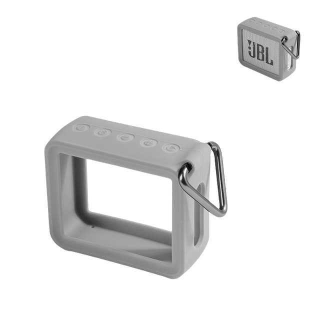 Silikone beskyttende etui med metal karabinhage til JBL GO2 Grå