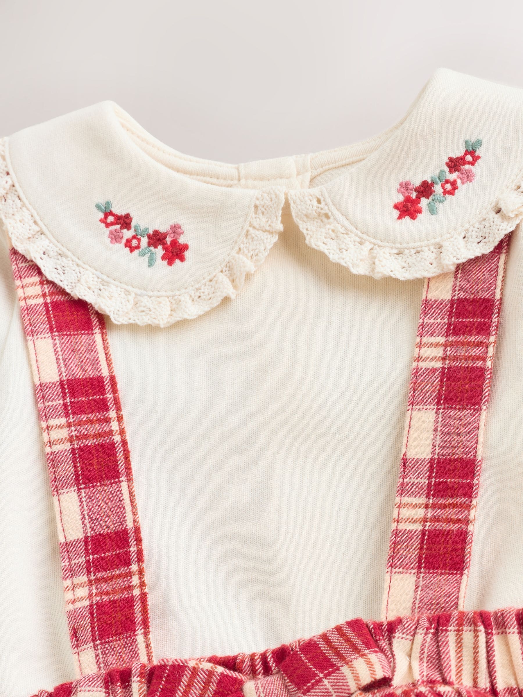 Rood geruit - 3 -delige Baby Set met Lange mouwen Bodysuit, bubbelrok en Panty''s (0mnd-2jr)