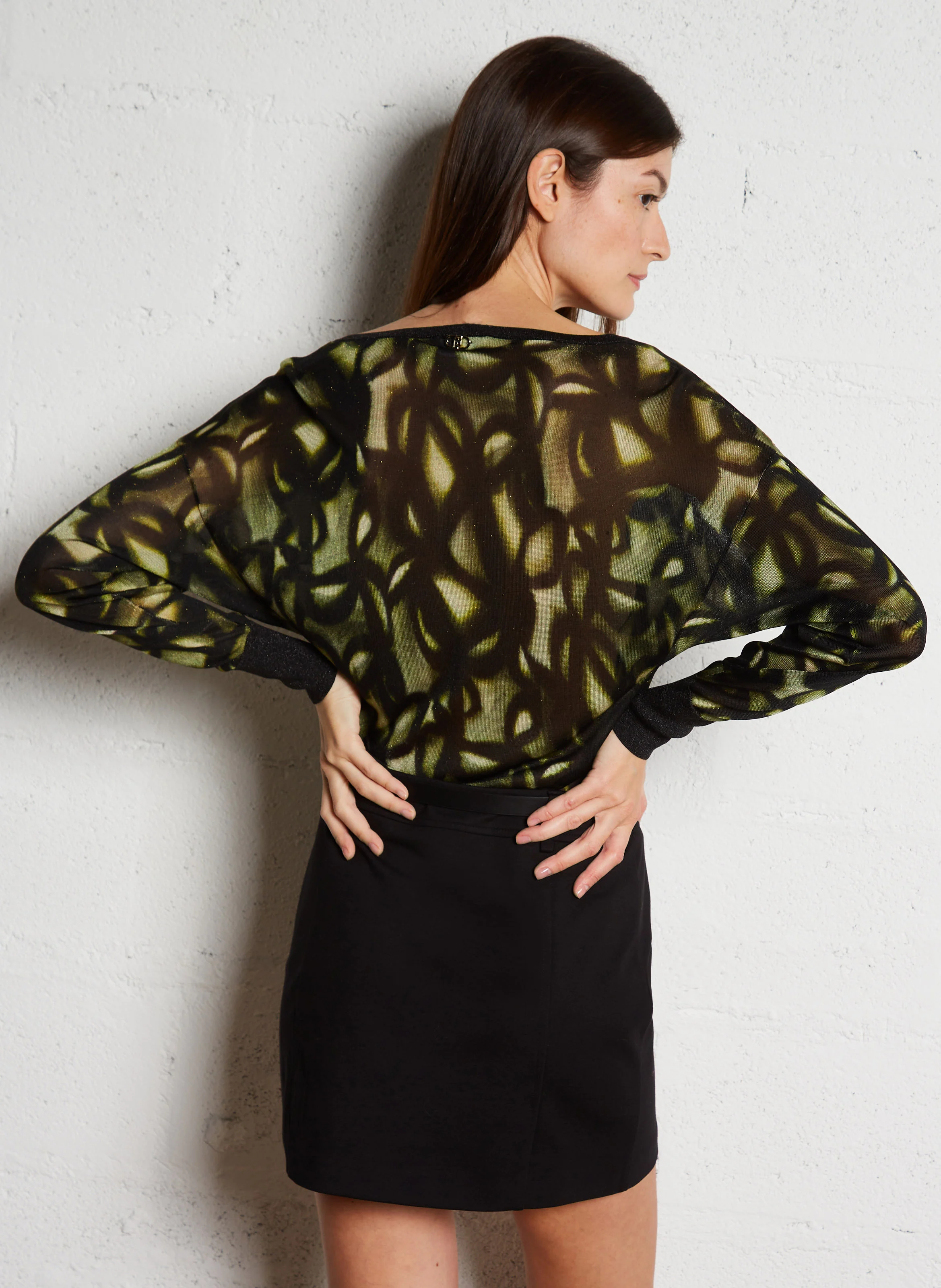 Pull col V imprimé | Vert