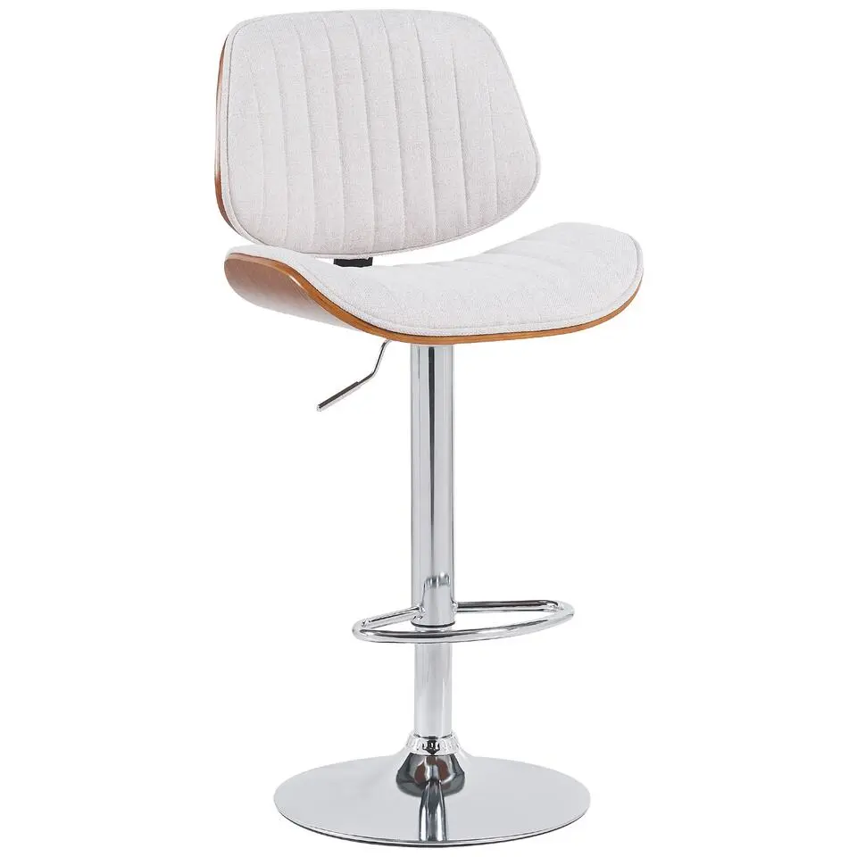 CLP Barkruk Clawson chroom Frame - Stof - walnoot/creme