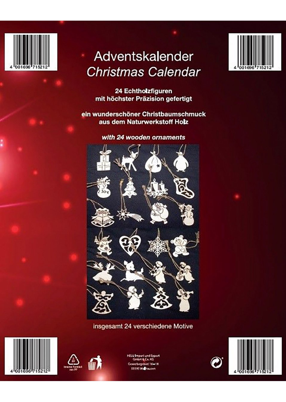 Calendrier de l'Avent avec figurines à suspendre