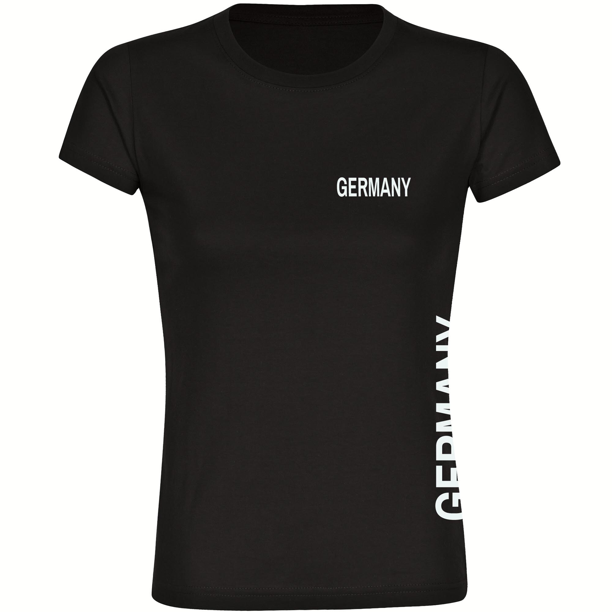 multifanshop® Damen T-Shirt- Germany - Brust & Seite - Druck weiß