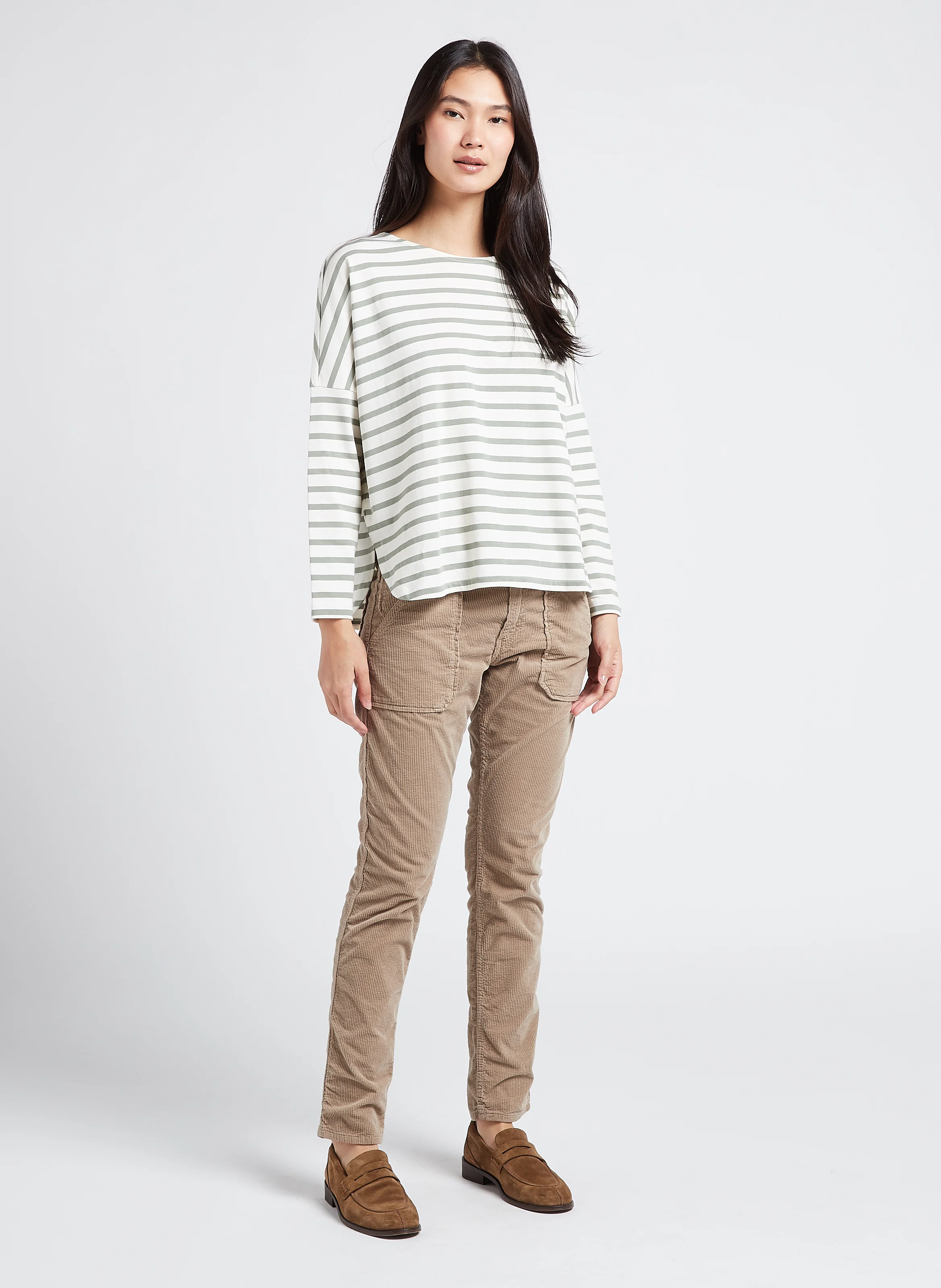 PIERCE - Pantalon slim en velours côtelé | Beige